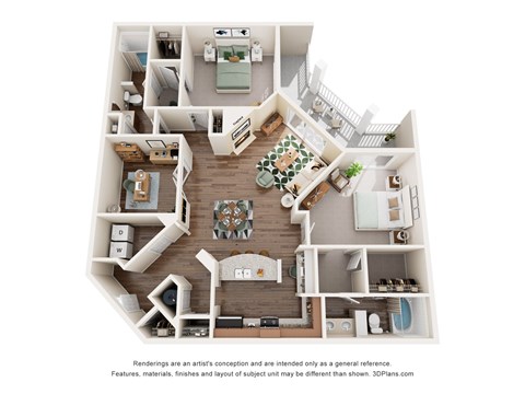B5 Floor Plan at Rose Heights Apartments, Raleigh, NC, 27613
